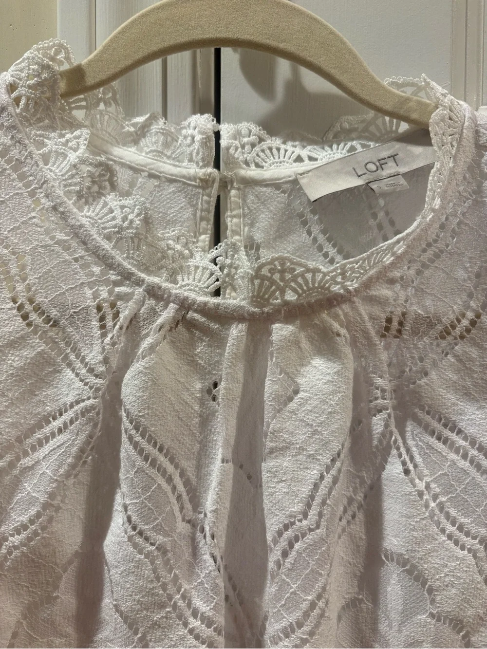 LOFT Cream Lace Long-Sleeve Boho Blouse